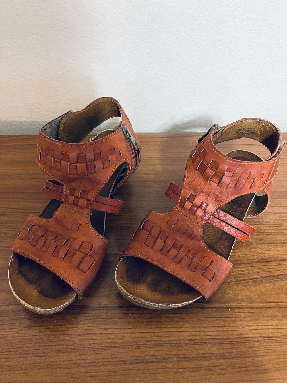 Miz Mooz Rustic Tan Woven Leather Sandals